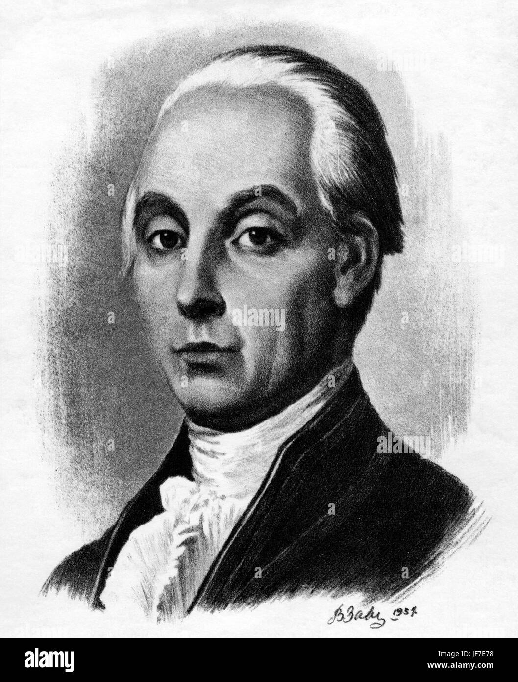 Alexander Nikolaevich Radishchev - Porträt des russischen Autors und Gesellschaftskritiker 20. August 1749 - 12. September 1802.  Autor einer Reise von St. Petersburg nach Moskau. (Radishev falsche Schreibweise) Stockfoto