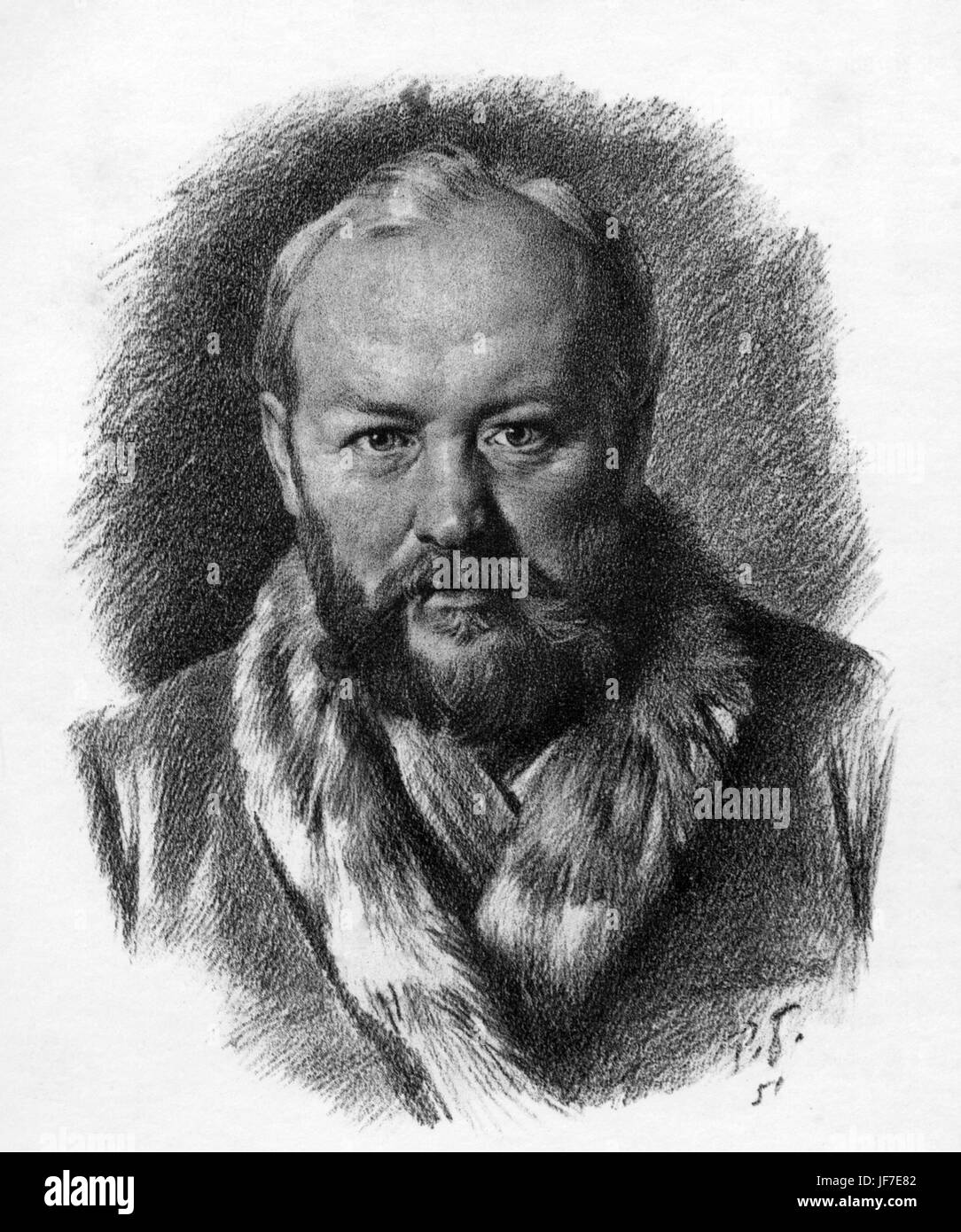 Alexander Nikolaevich Ostrovsky - Porträt des russischen Autors. 1823-1886. Autor Groza (der Sturm) und Les (Wald). Stockfoto