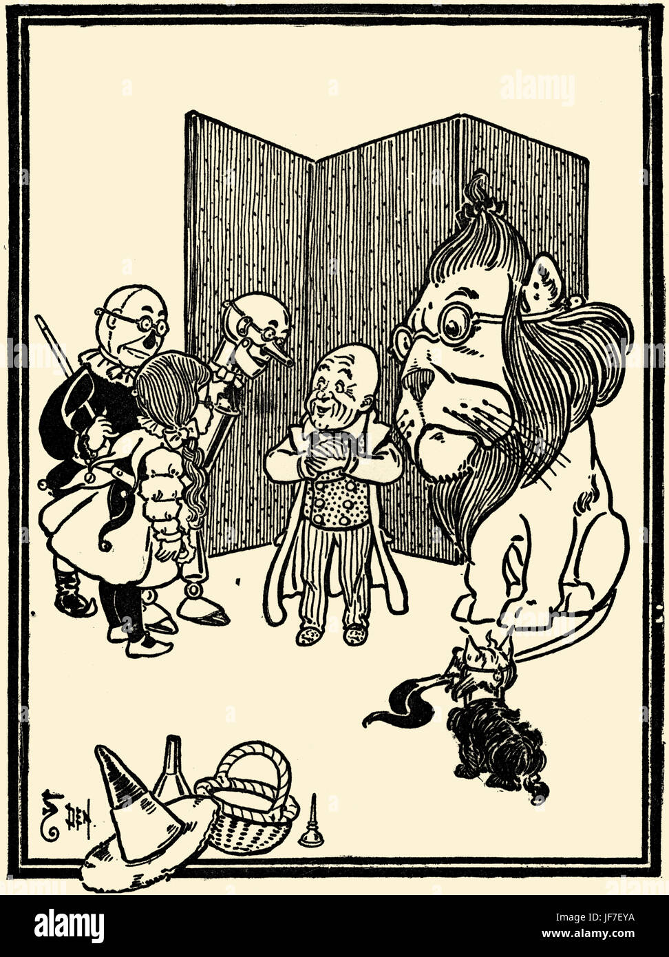 Der Zauberer von Oz von L. Frank Baum Buch. Illustration von w. Denslow. Bildunterschrift: Genau so! Ich bin ein Humbug. (Großer Zauberer). Herausgegeben von Bobbs-Merill. US-amerikanischer Autor, 15. Mai 1856 – 6. Mai 1919 Stockfoto