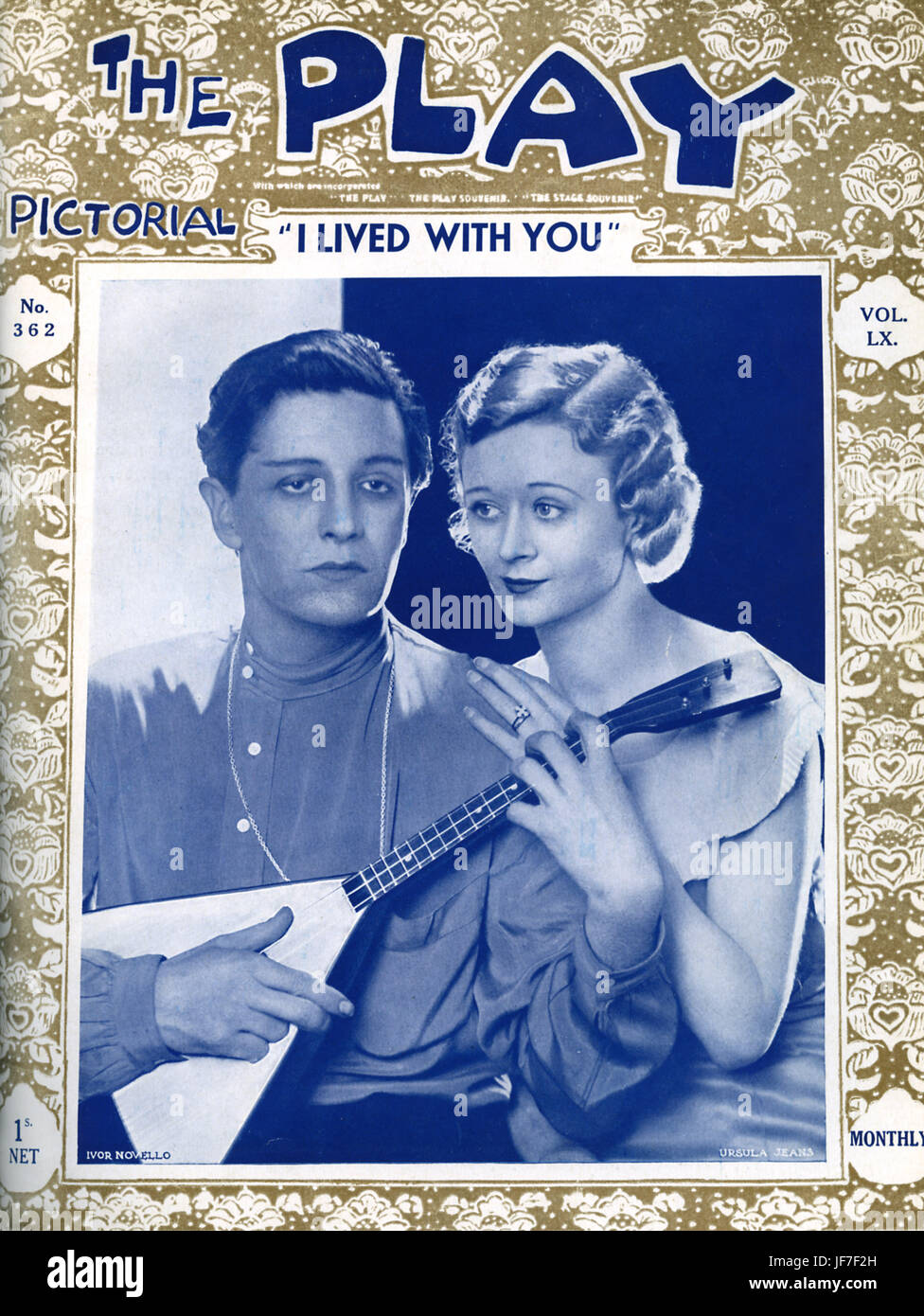 "Ich lebte mit Ihnen" geschrieben und gesungen von Ivor Novello spielt die Balalaika und Ursula Jeans (1906 – 1973). London ProductionPrince des Wales Theaters, 9. Mai 1932.   Bildhafte Abdeckung zu spielen. Walisische Sängerin, Komponist, Schauspieler 15. Januar 1893 – 6. März 1951 Stockfoto