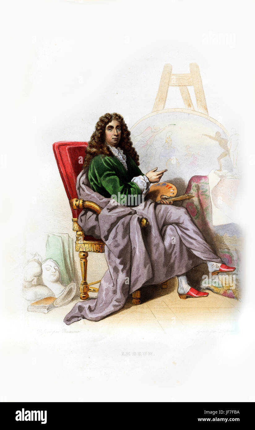 Charles Le Brun. Französischer Maler und Kunsttheoretiker. 1619-1690. Kupferstich von Lefevre.c.1845 Stockfoto