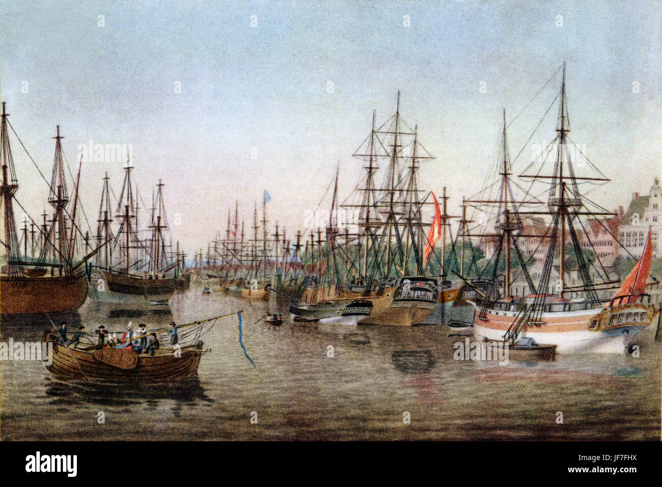 Binnenhafen, der älteste Teil des Hamburger Hafens. Nach dem Aquarell von Cornelius Suhr, c. 1820. CS: 1781-1857 Stockfoto
