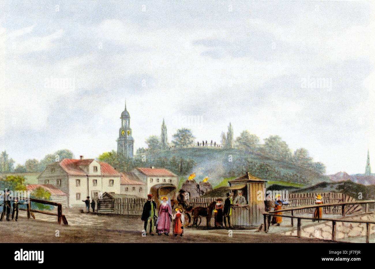 St. Pauli Piers, Hamburg c. 1825.After Aquarell von Jes Bundsen (1766-1829) Stockfoto