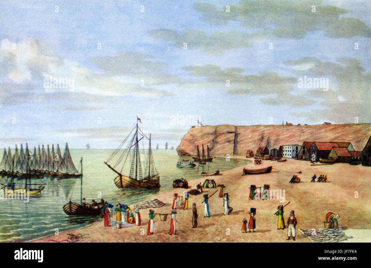 Blick auf Helgoland / Helgoland, deutsche Inseln in der Nordsee c. 1813. Nach dem Aquarell von Peter Suhr (1788-1857) Stockfoto