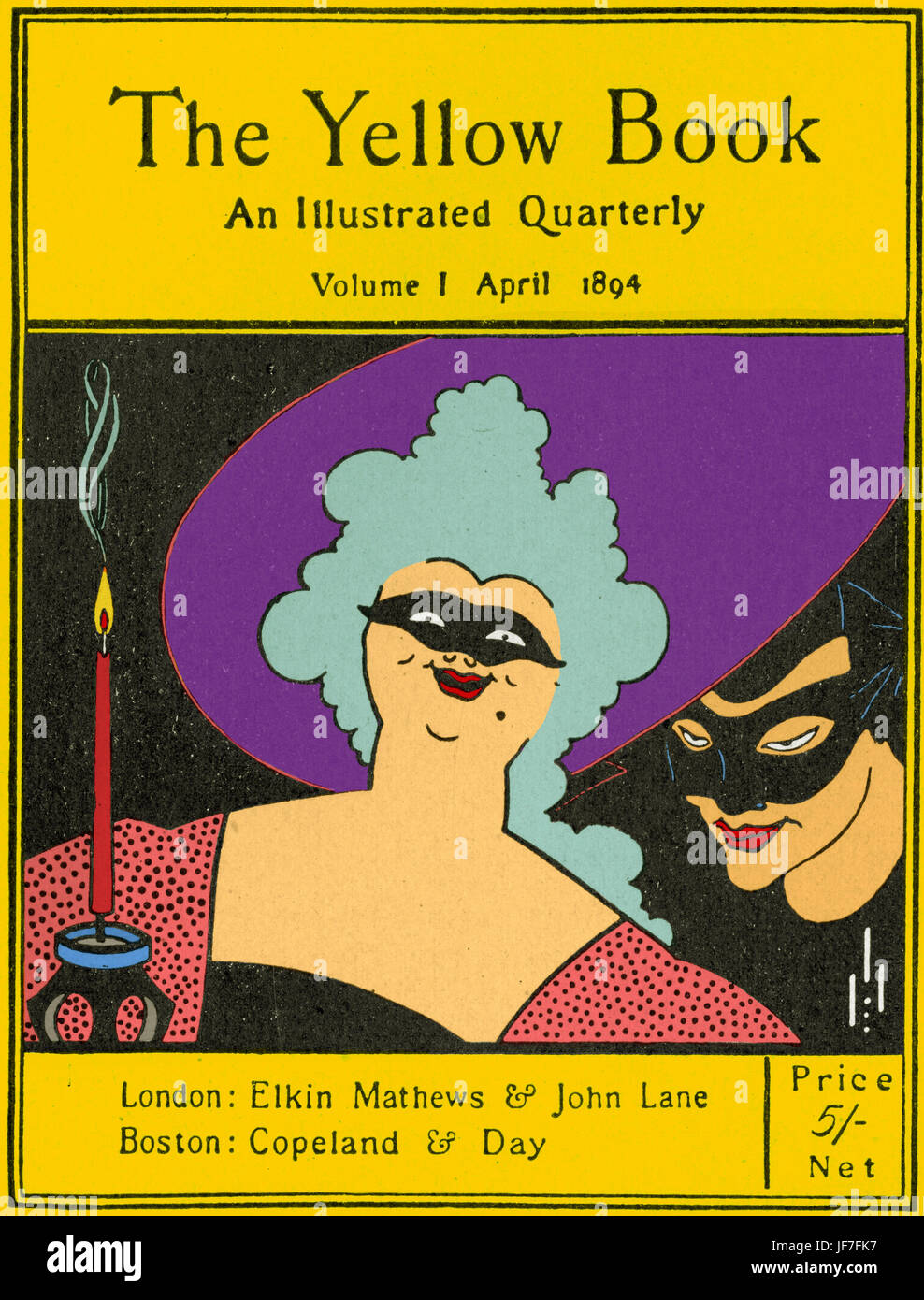 Das gelbe Buch, eine illustrierte vierteljährlich, Volumen ich April 1894. Abdeckung der literarischen Zeitschrift. Design von Aubrey Beardsley. Die führende Zeitschrift der britischen Ästhetizismus. Stockfoto