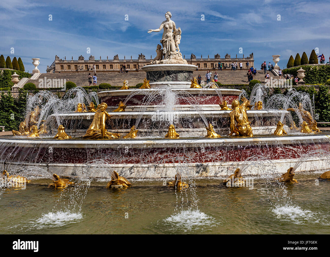 Schloss von Versailles - Latona-Brunnen Stockfoto
