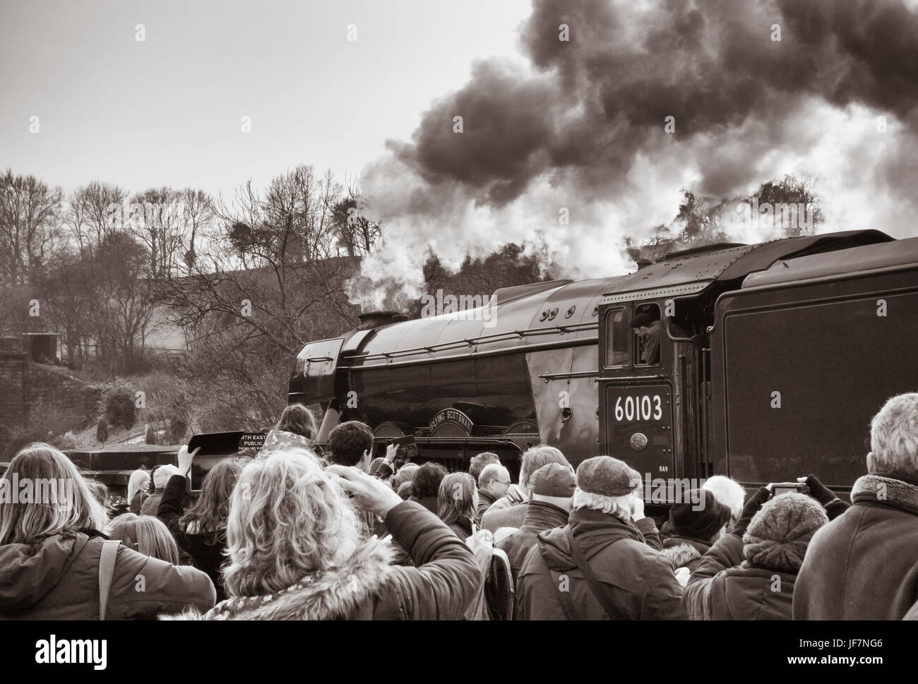 Der fliegende Schotte Zug in Grosmont auf der North Yorkshire Moors Railway, England, UK nach ihrer Wiederherstellung £ 4,2 Millionen. Stockfoto