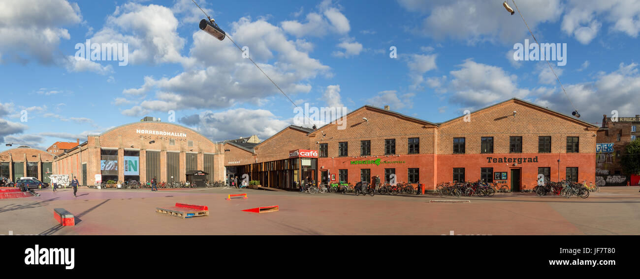 Kopenhagen, Dänemark - 4. Oktober 2016: The Red Square, einem öffentlichen Platz in Norrebro Bezirk Stockfoto