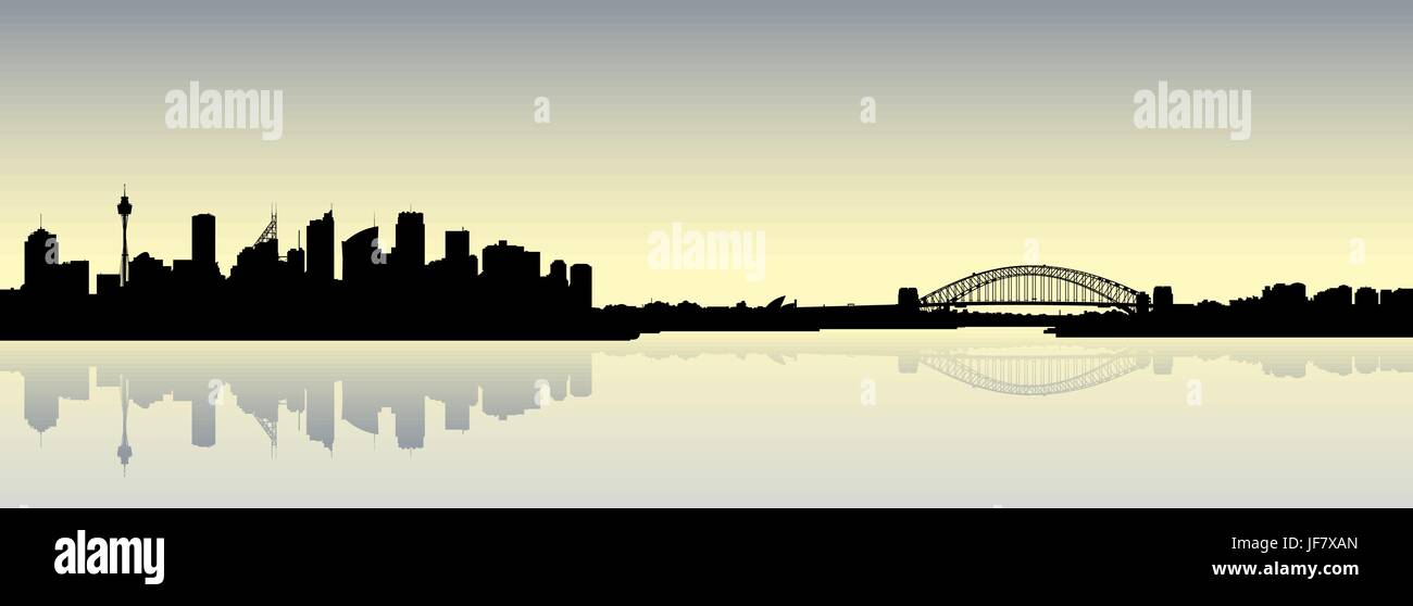 Skyline Silhouette der Stadt Sydney, Australien. Stock Vektor