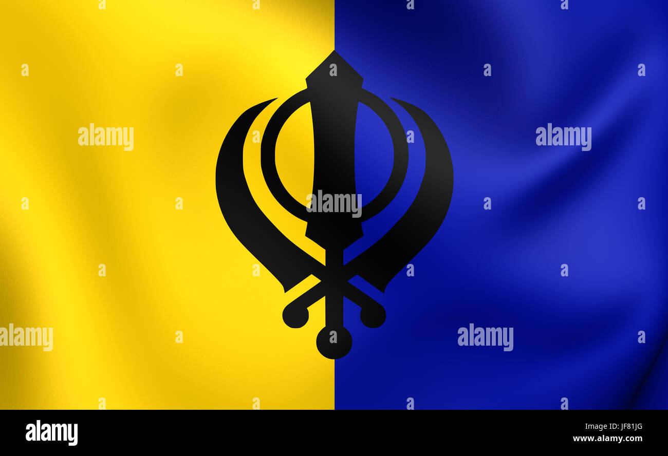 3D Flagge die Khalistan. Hautnah. Stockfoto