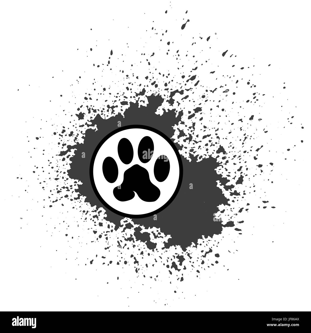 Paw Print Icon auf Blob Hintergrund isoliert Stock Vektor