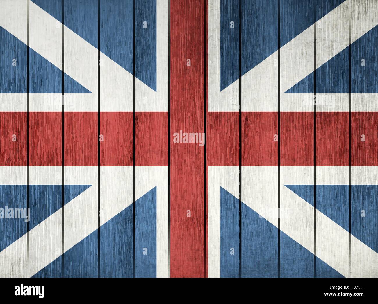 Hölzerne Flagge von Großbritannien Stock Vektor