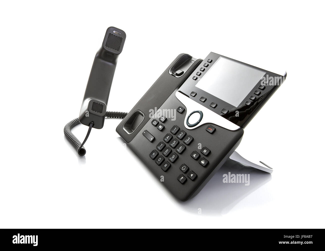 Moderne Business Office IP-Telefon auf weißem Hintergrund Stockfoto