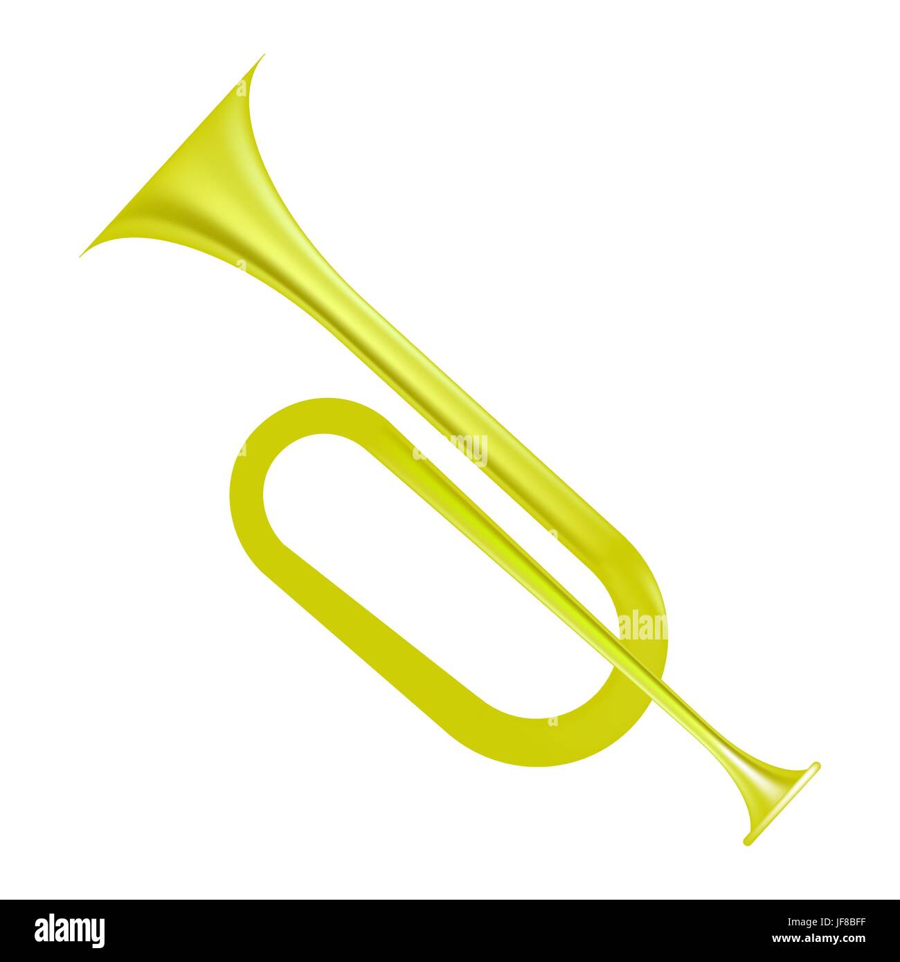 Gelbe Horn, Isolated on White Background. Wind-Musikinstrument Stock Vektor