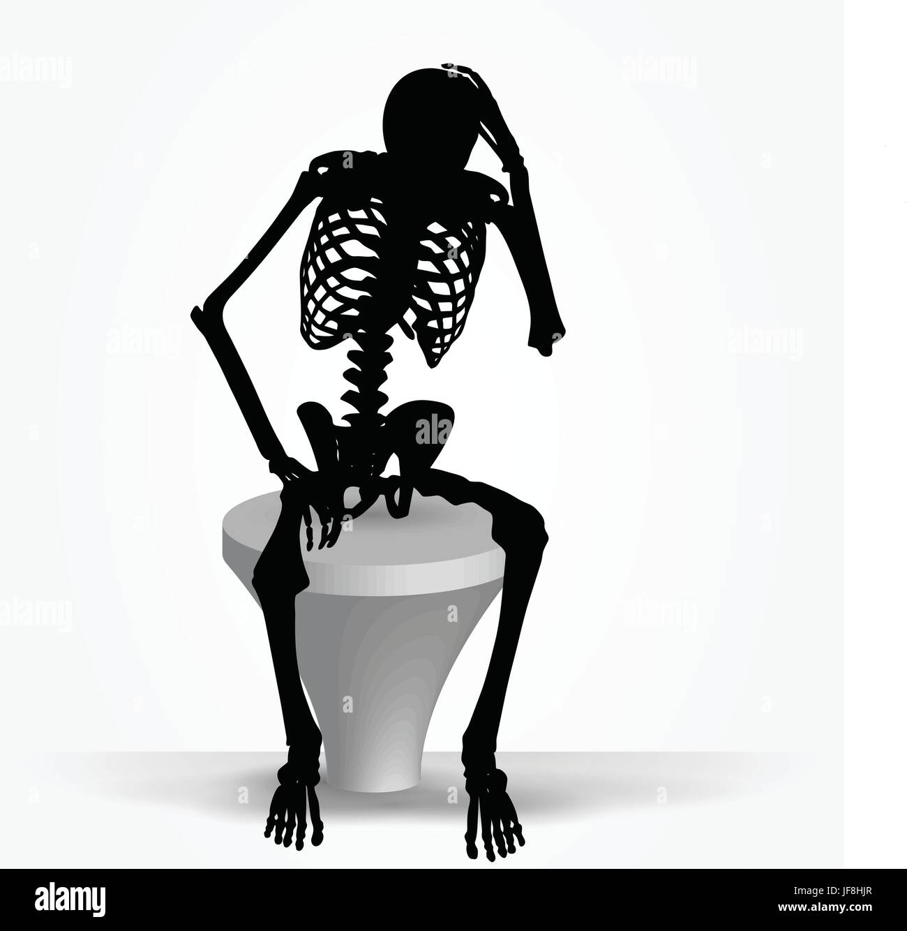 Skelett Silhouette im Denken pose Stock Vektor