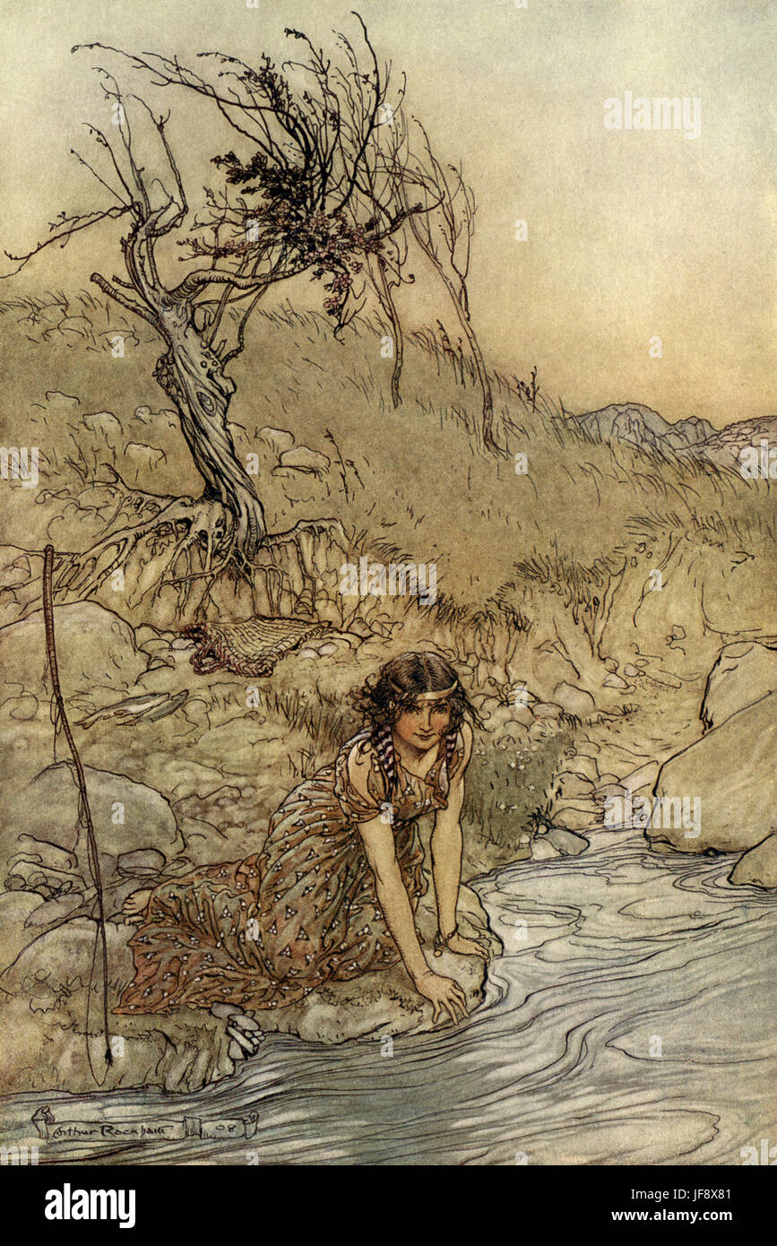 Ein Sommernachtstraum. Illustration von Arthur Rackham (1867-1939), Theaterstück von William Shakespeare. Hermia englischer Dichter und Dramatiker getauft 26. April 1564 – 23. April 1616. Stockfoto