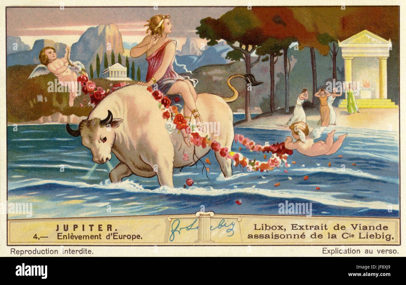 Europa entführt von den Bullen (Zeus / Jupiter). Liebig Sammler Karte 1932 Stockfoto