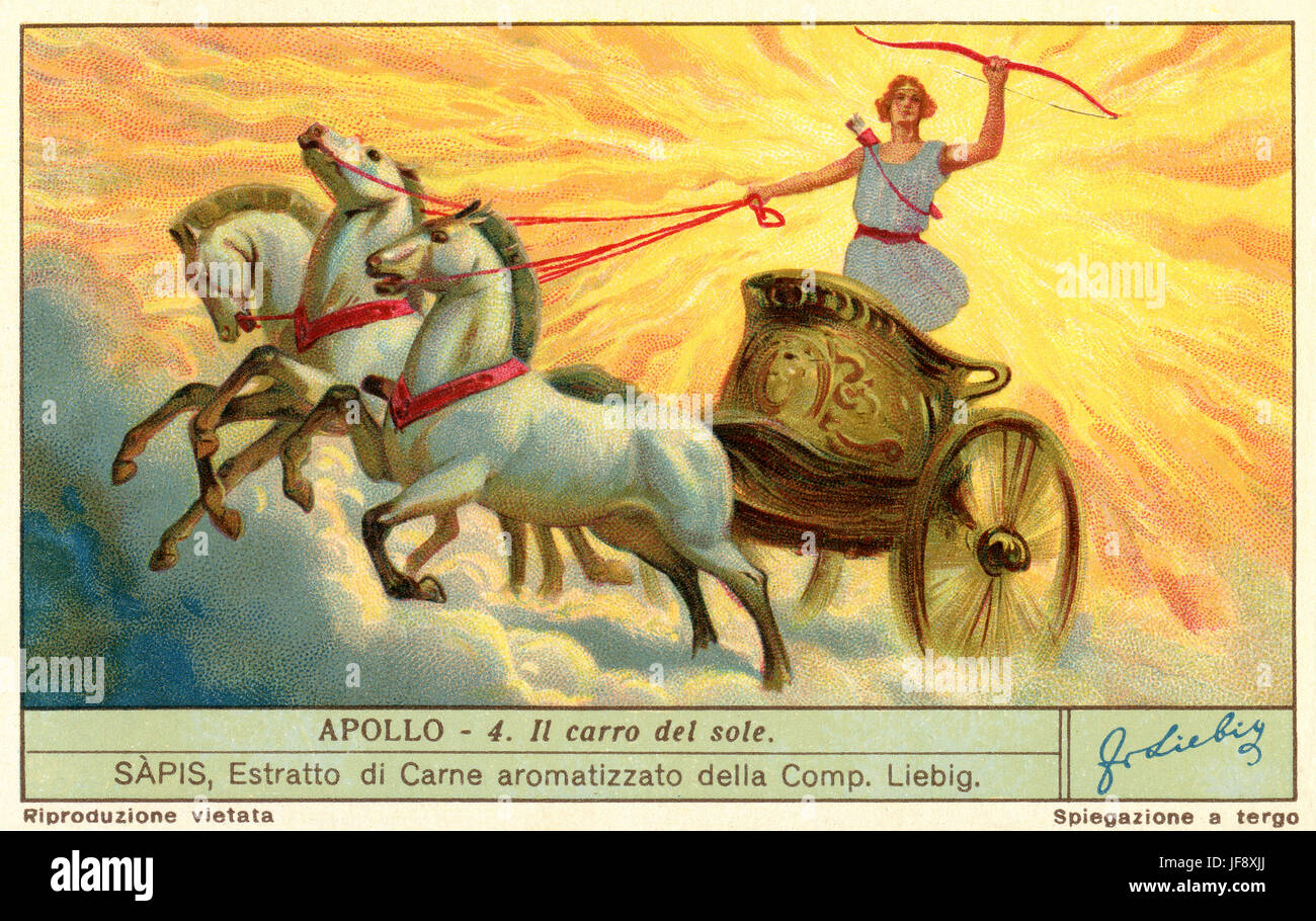 Der Sonnenwagen des Helios / Apollo. Liebig Sammler Karte 1932 Stockfoto