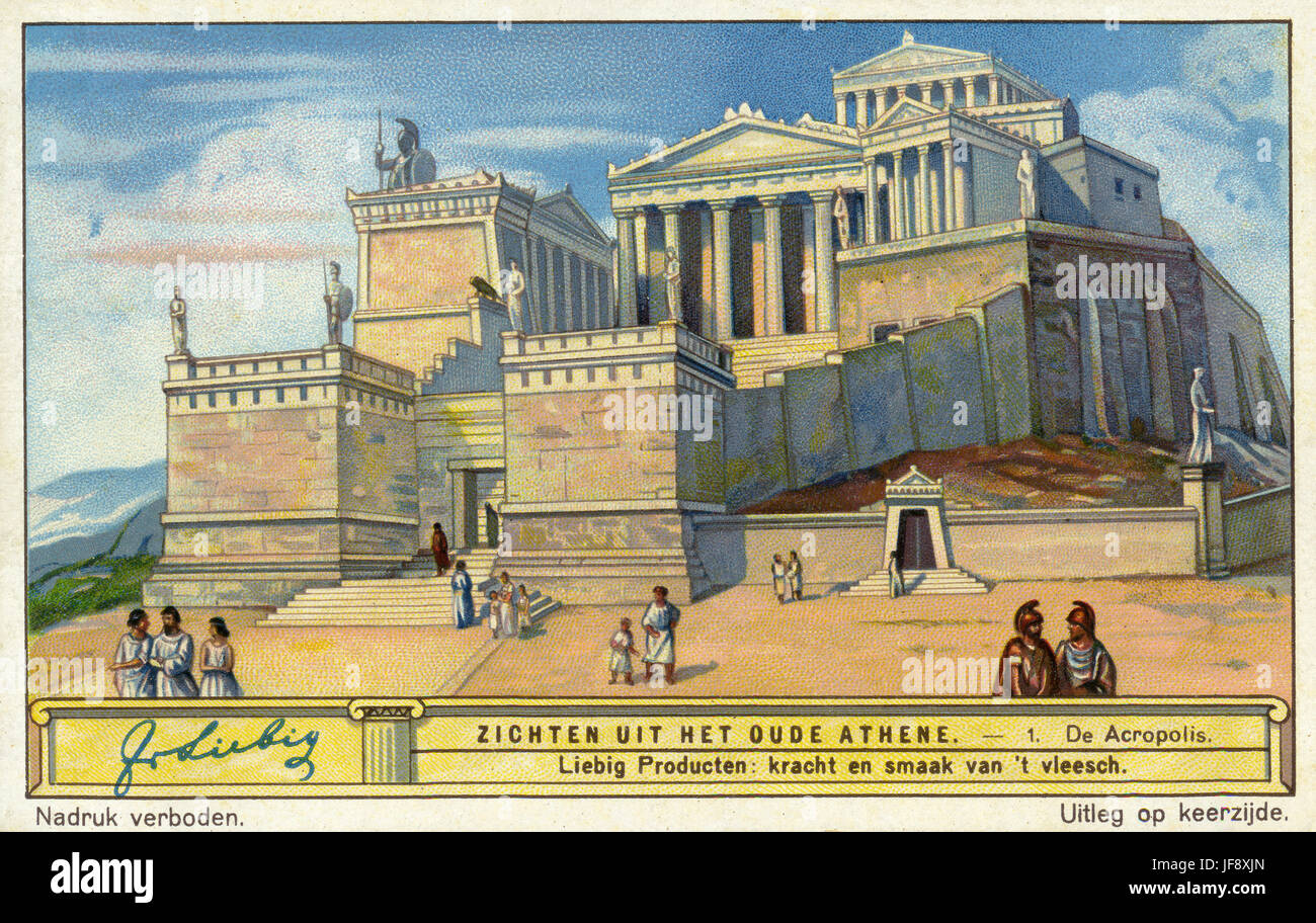 Die Akropolis. Szenen des antiken Athens. Liebig Sammler Karte 1933 Stockfoto