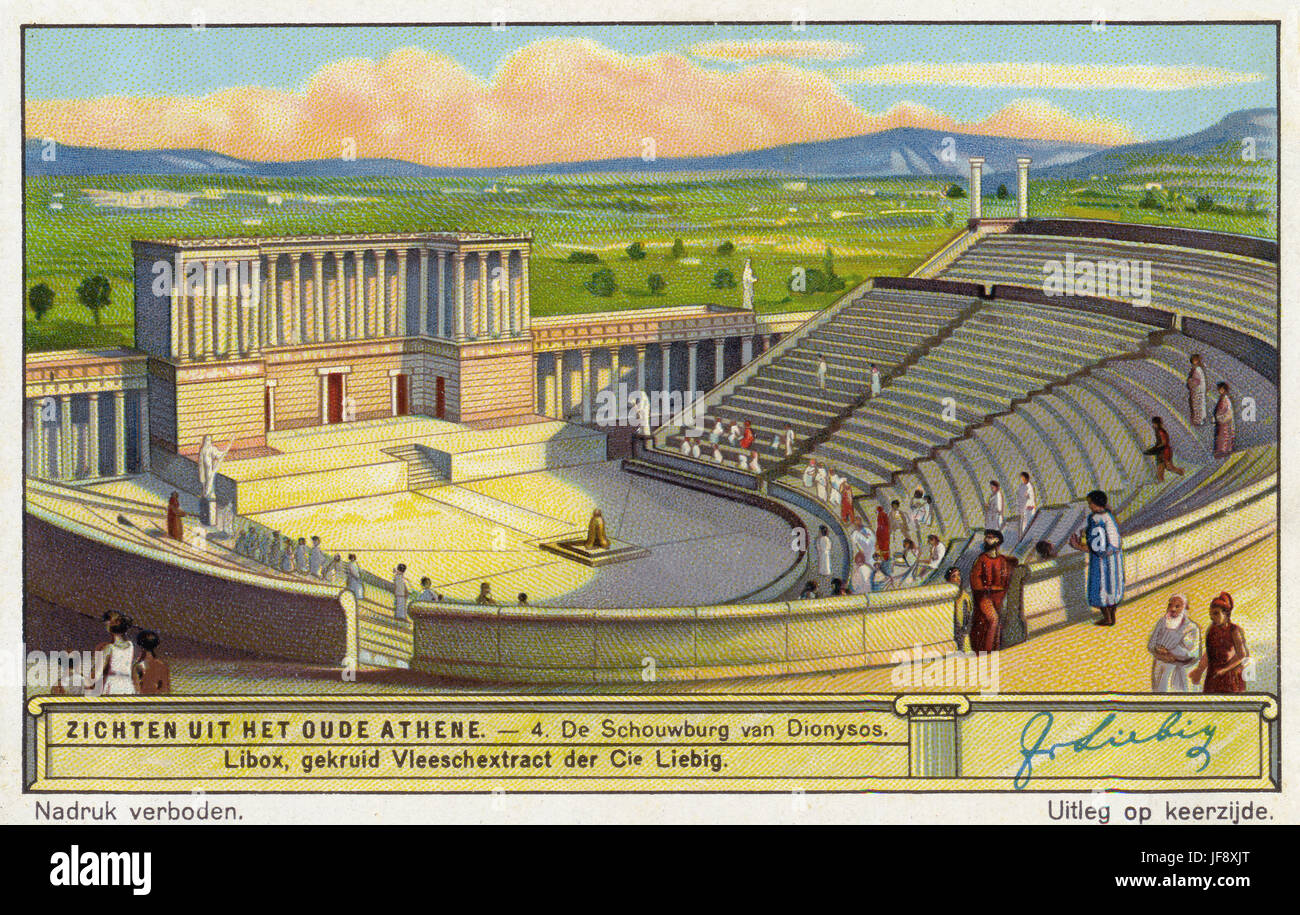 Theater des Dionysos. Szenen des antiken Athens. Liebig Sammler Karte 1933 Stockfoto