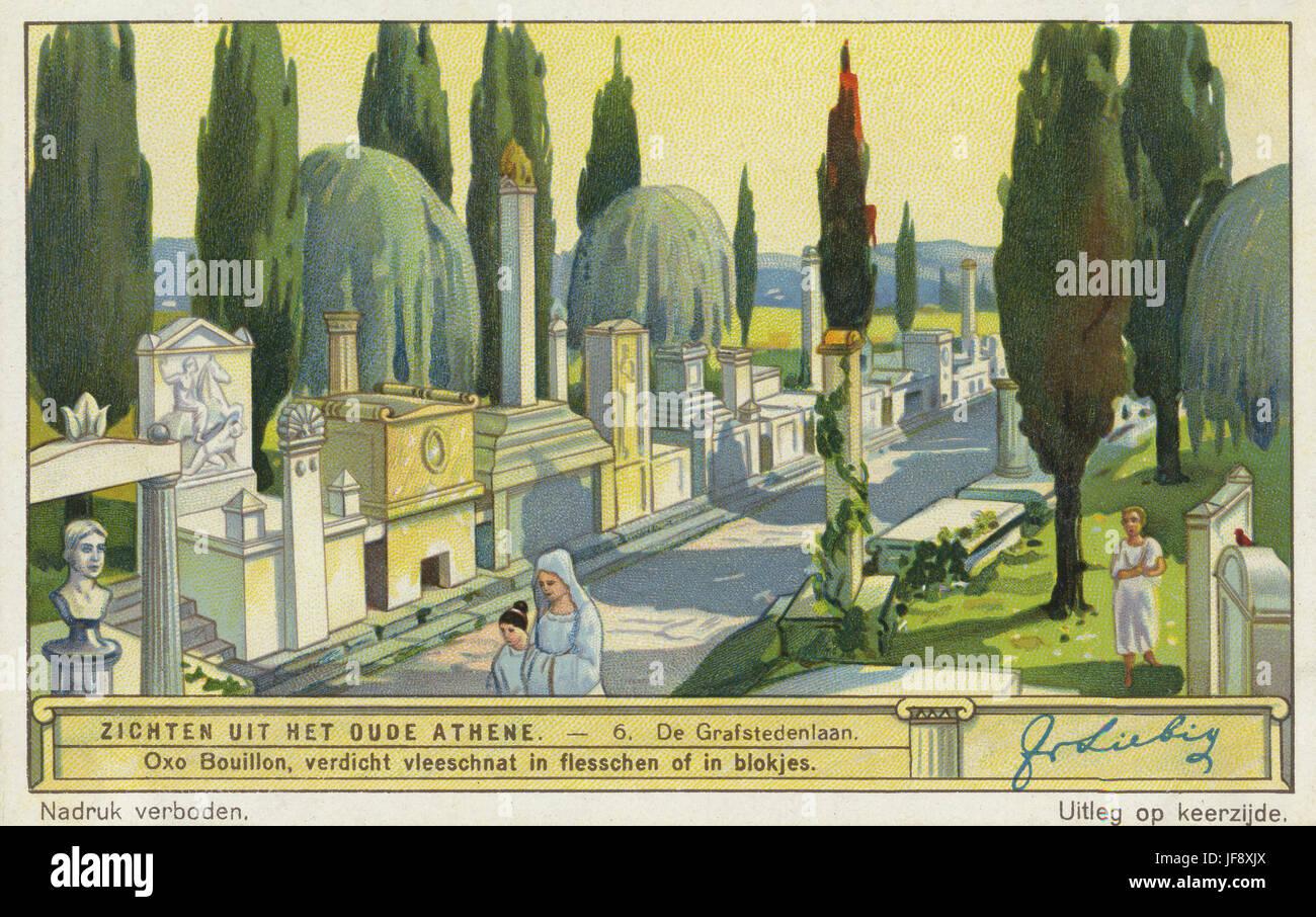 Alten Friedhof von Athen. Szenen des antiken Athens. Liebig Sammler Karte 1933 Stockfoto