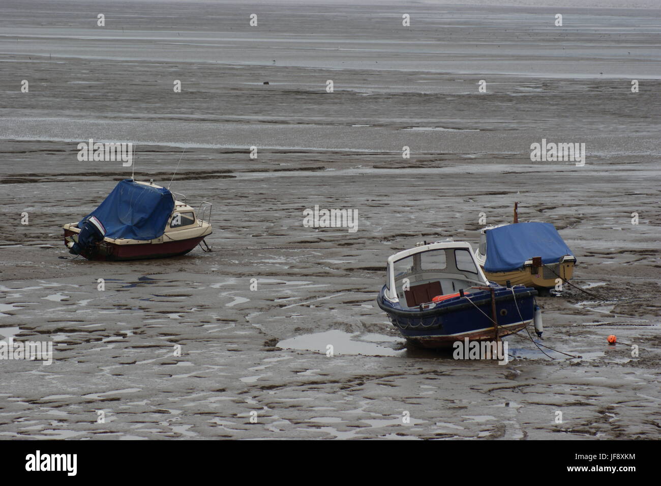 Boote am Horizont, Weston-Super-Mare Stockfoto