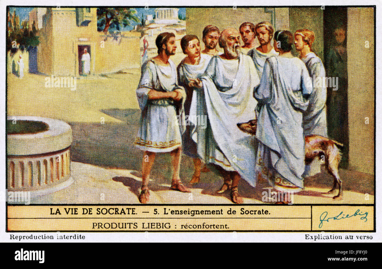 Der Lehrer Sokrates. Das Leben des Sokrates (470/469-399 BC), Athener Philosoph. Liebig-Sammler-Karte, 1949 Stockfoto