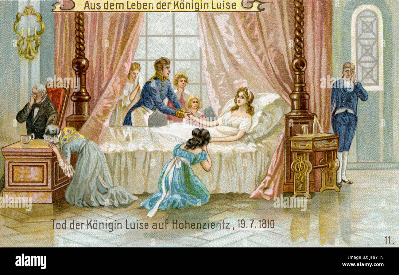 Tod in Honenzieritz, 1810. Leben der Herzogin Luise von Mecklenburg-Strelitz, Gemahl der Königin von Preußen. Ehefrau von Friedrich Wilhelm III. (10. März 1776 – 19. Juli 1810). Stockfoto