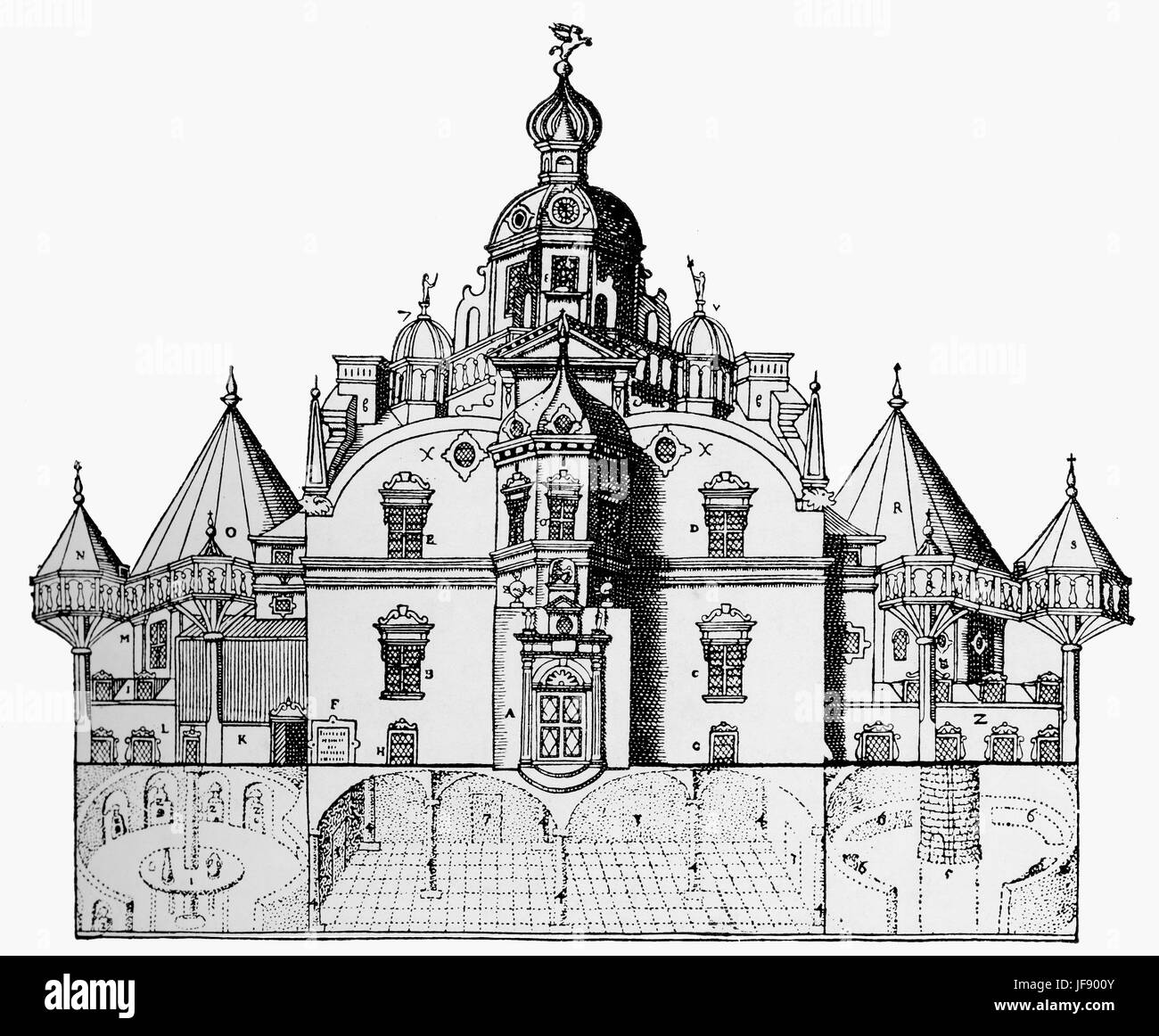 Observatorium Uraniborg / Uranienborg von Tycho Brah erstellt. Dänische Sternwarte und alchemistischen Laboratorium. Gebaut von c.1576 (-C.? 1580) auf Ven Stockfoto