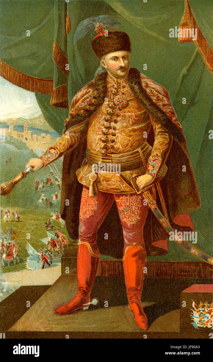 Baron, später Graf Sándor Károlyi de Nagykároly (Deutsch: Alexander Károly von Nagy-Károly)). Ungarischer Adeliger, Staatsmann und kaiserlicher Feldmarschall. Er war einer der Generäle von Francis II Rákóczi während des Unabhängigkeitskrieges. Er verhandelte Vertrag von Szatmár, die Autonomie der ungarischen Adligen garantiert. 20. März 1668 – 8. September 1743 Stockfoto