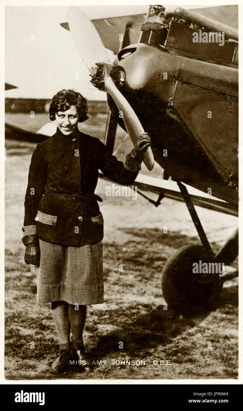 Amy Johnson (1. Juli 1903 – 5. Januar 1941), englischer Flieger, erste Frau Solo von Großbritannien nach Australien fliegen Stockfoto