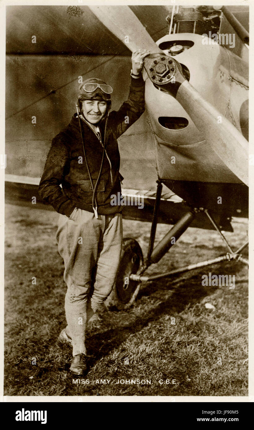 Amy Johnson (1. Juli 1903 – 5. Januar 1941), englischer Flieger, erste Frau Solo von Großbritannien nach Australien fliegen Stockfoto