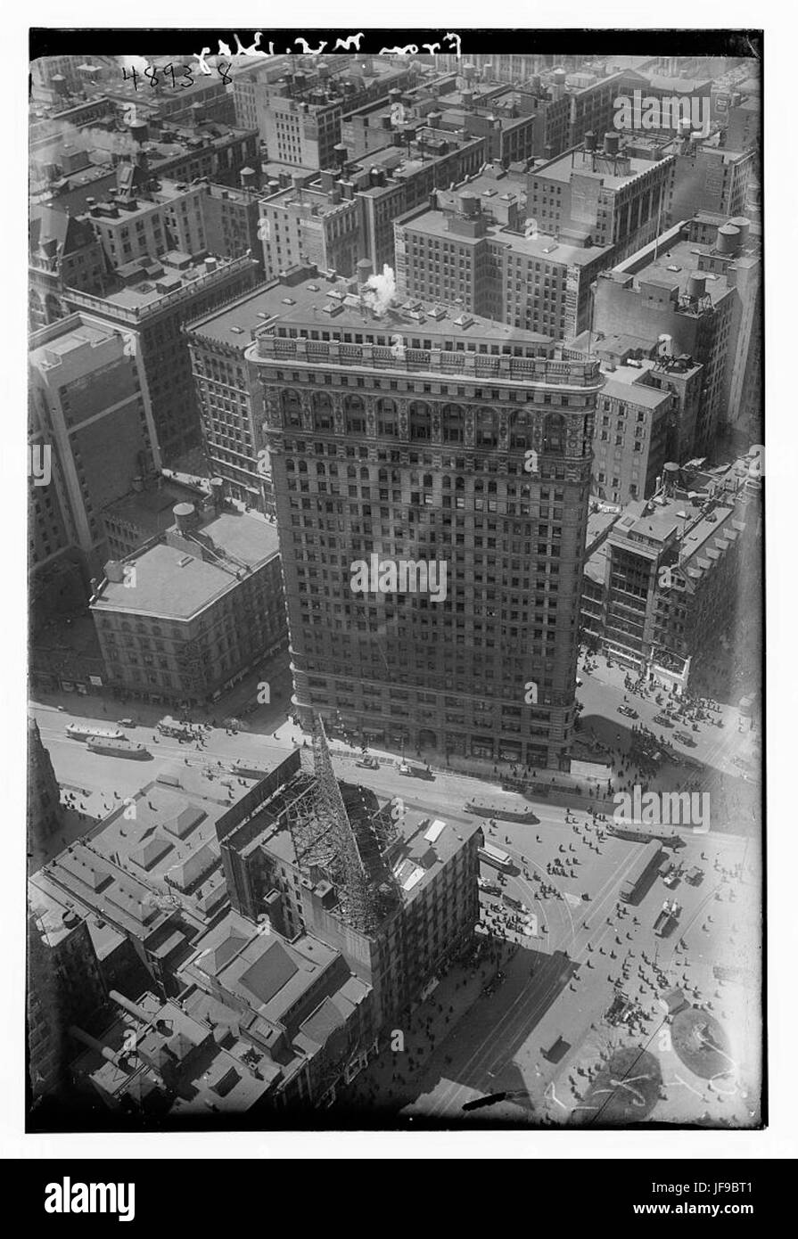 Blick vom Metropolitan Building aus, mit einem Vintage-Foto. Stockfoto