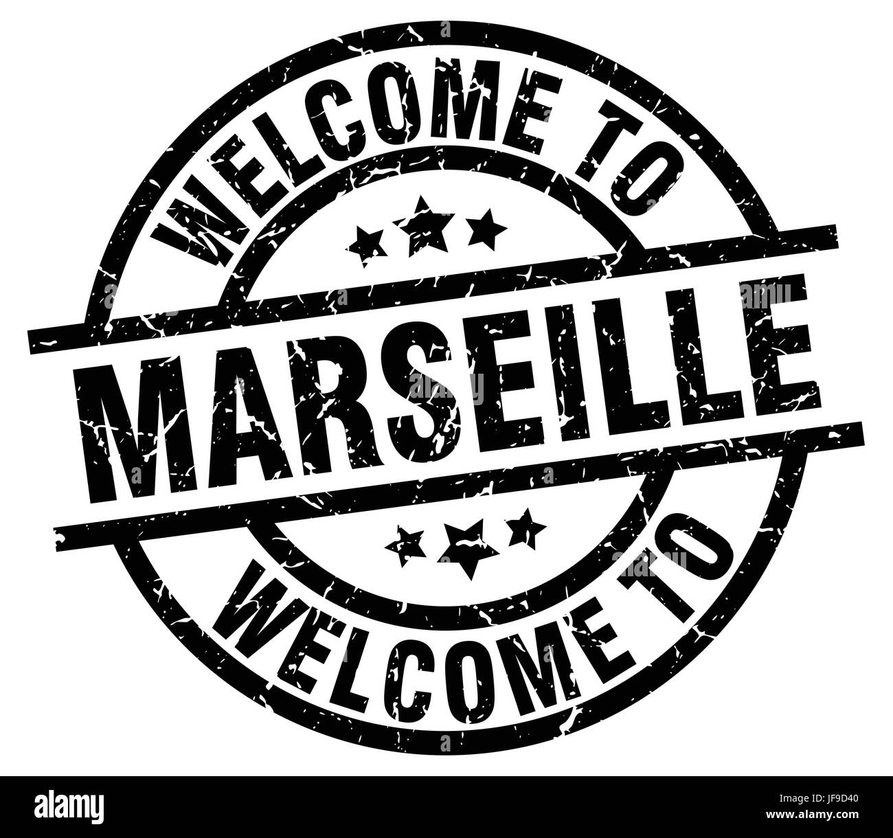 Herzlich Willkommen Sie in Marseille schwarzer Stempel Stock Vektor