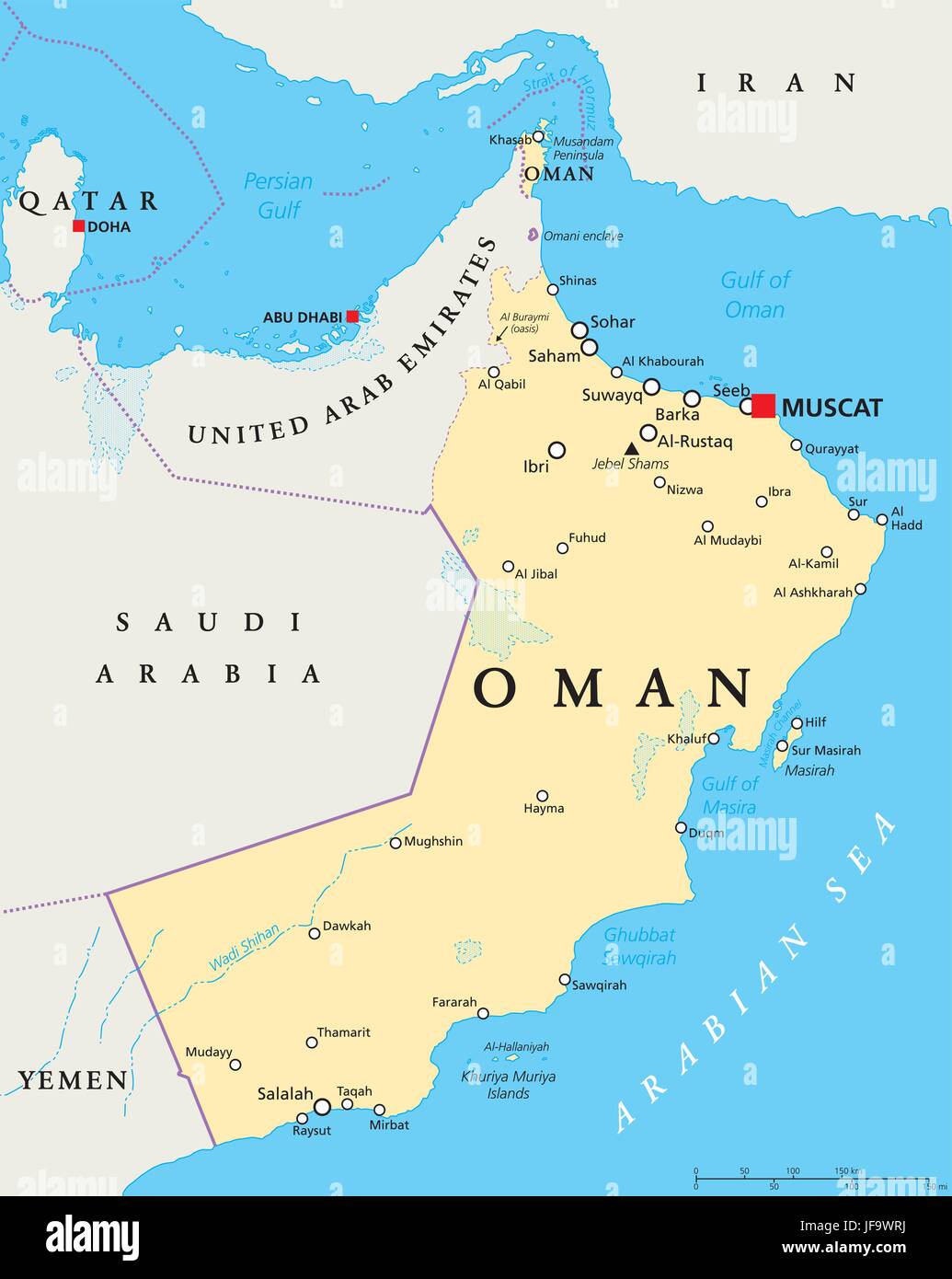 Politische Landkarte Oman Stock Vektor