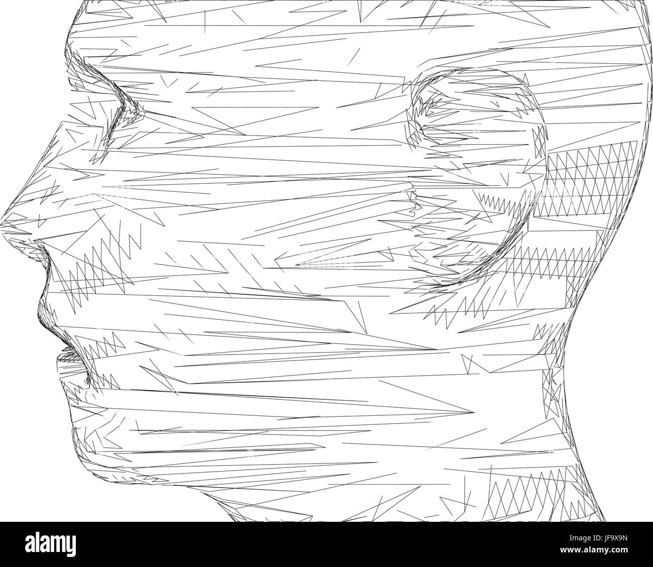konzeptionelle 3D Wire Frame menschlichen Männerkopf Stock Vektor