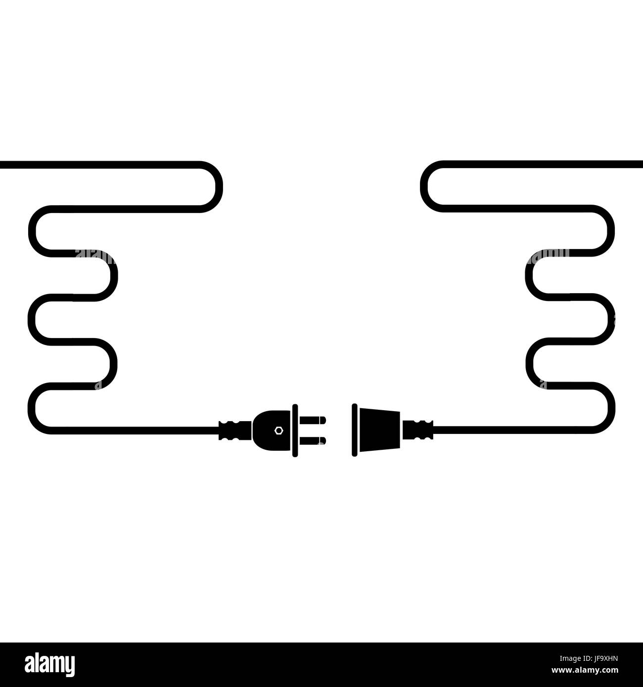 Stecker und Buchse Konzept auf weißem Hintergrund Stock Vektor