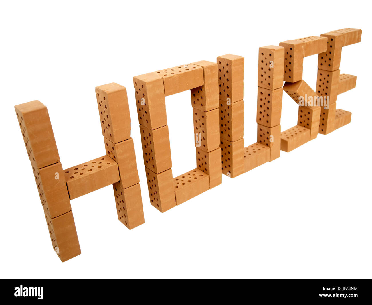 Wort Haus Mini Brick links hoch Stockfoto