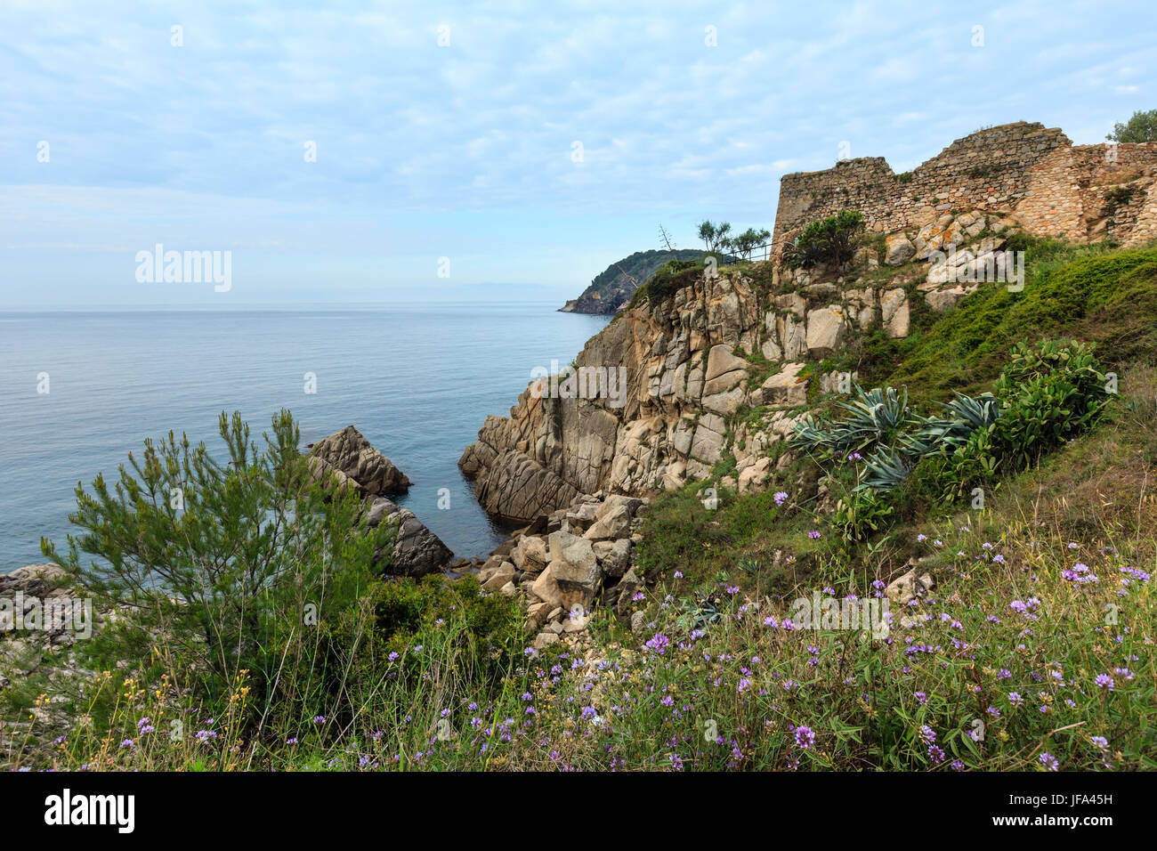 Burgruinen, Palamos, Spanien. Stockfoto