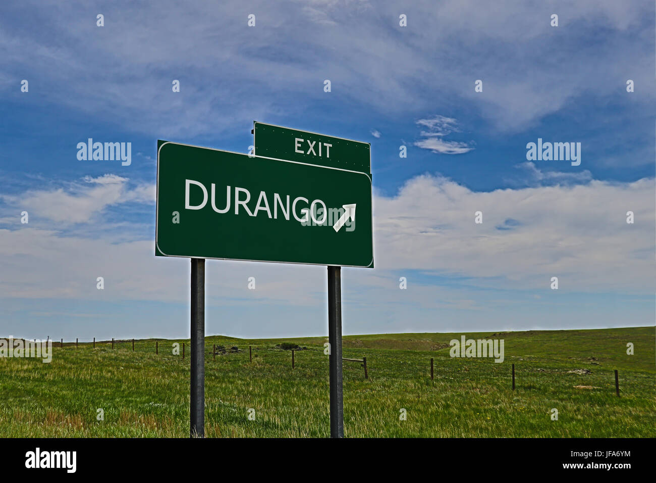 U.S. Highway Notausgangsschild für Durango Stockfoto