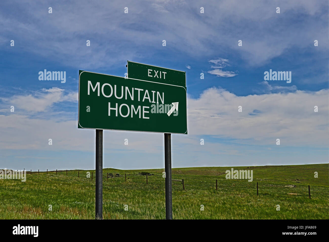 U.S. Highway Notausgangsschild für Mountain Home Stockfoto