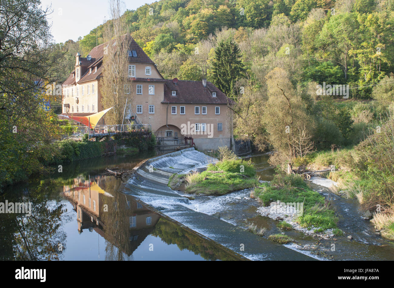 Bühler Fluss in der Nähe Hopfach, Deutschland Stockfoto