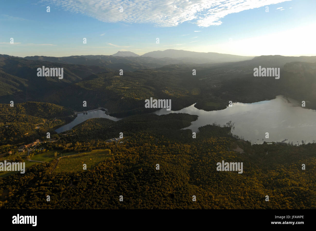 Dam "Panta de Sau" aus der Cingles von Tavertet, Osona, Barcelona Provinz, Katalonien, Spanien Stockfoto