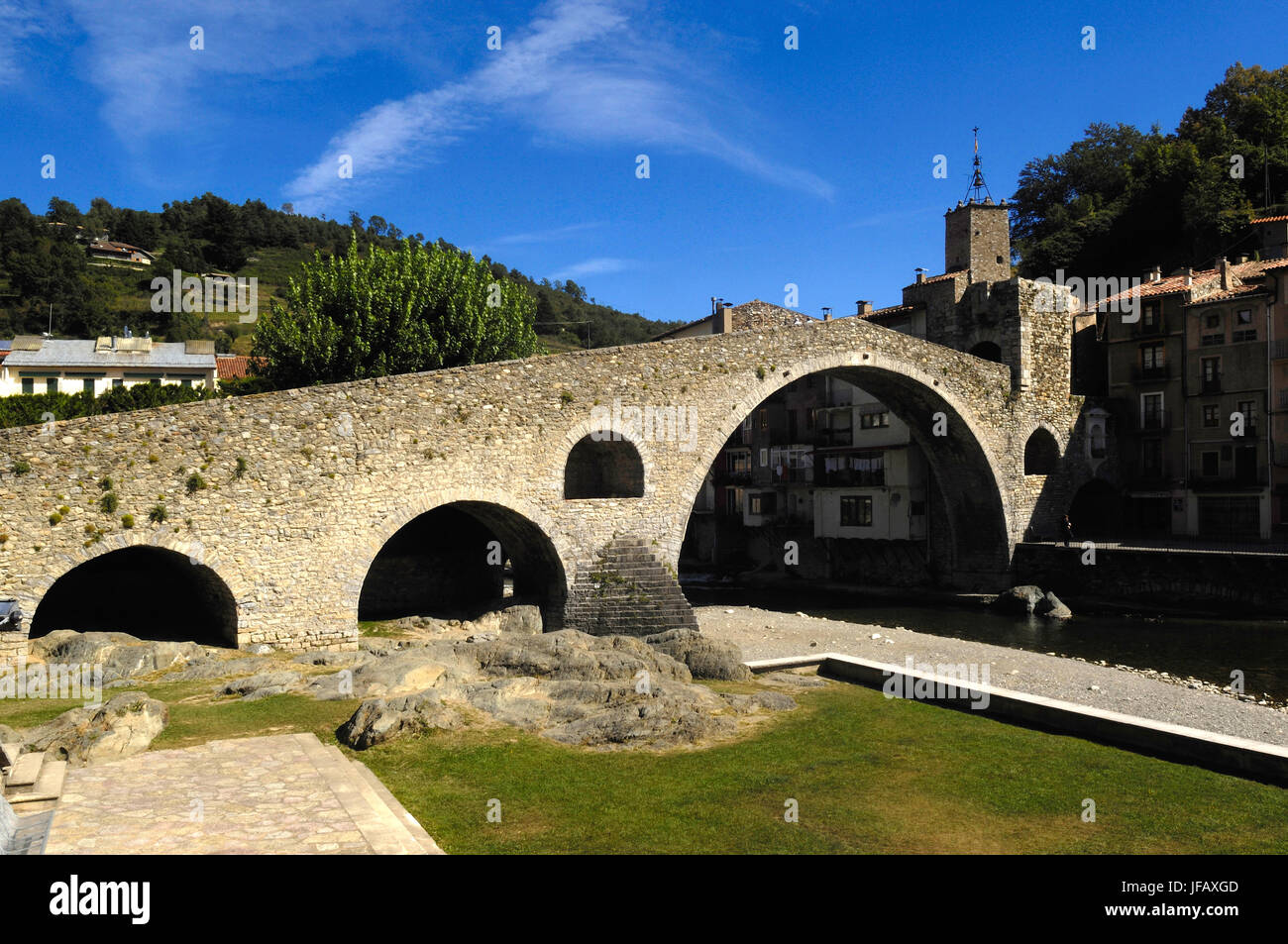 Brücke (Pont Nou) der Comprodon, Girona Provinz, Katalonien, Spanien Stockfoto