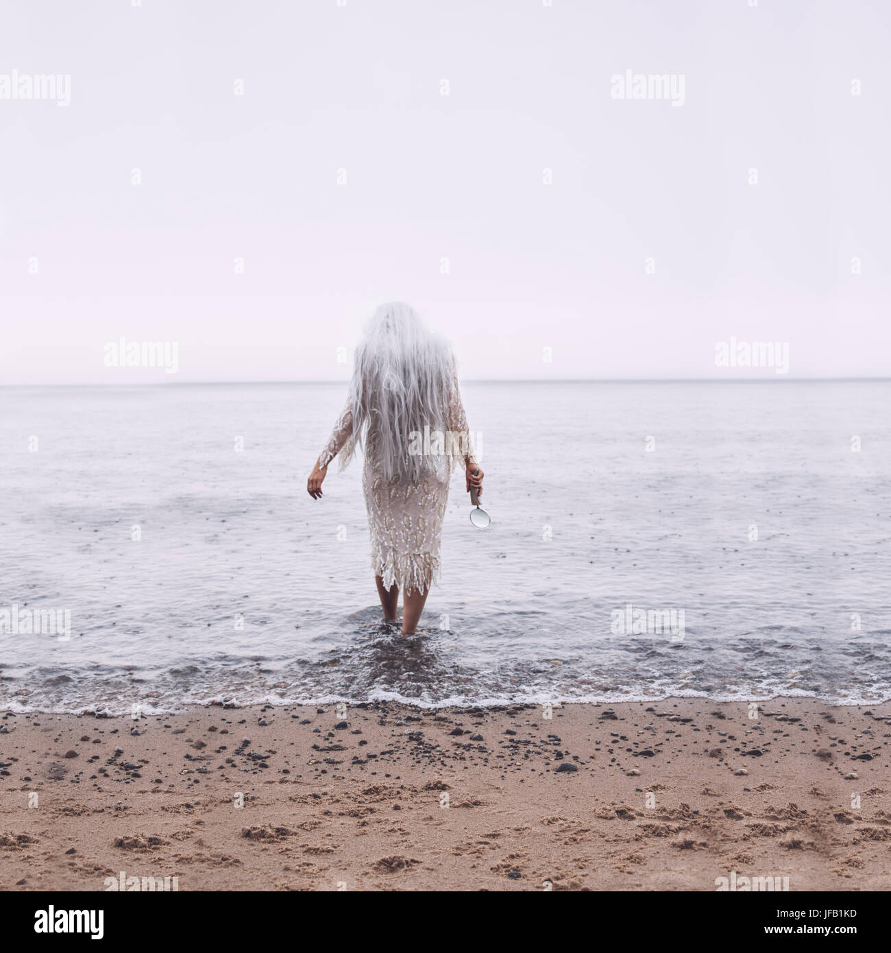Frau im Wasser Lake Michigan Stockfoto