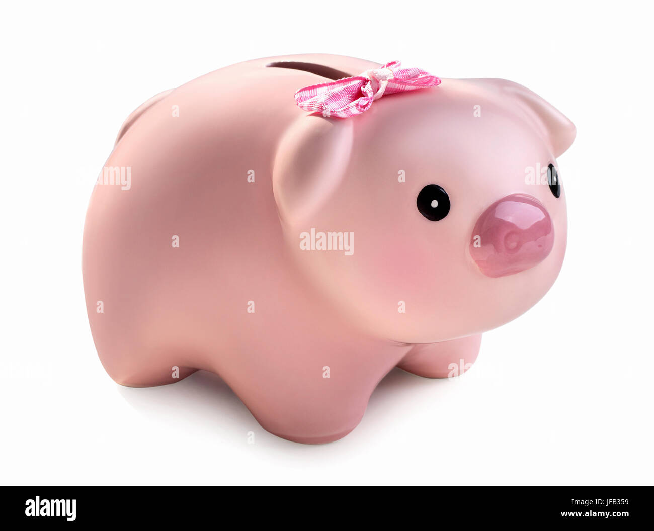 Sparschwein isoliert auf weißem Hintergrund. Geld sparen, Buchhaltung, Einkauf und Einkommen Wohnkonzept Stockfoto