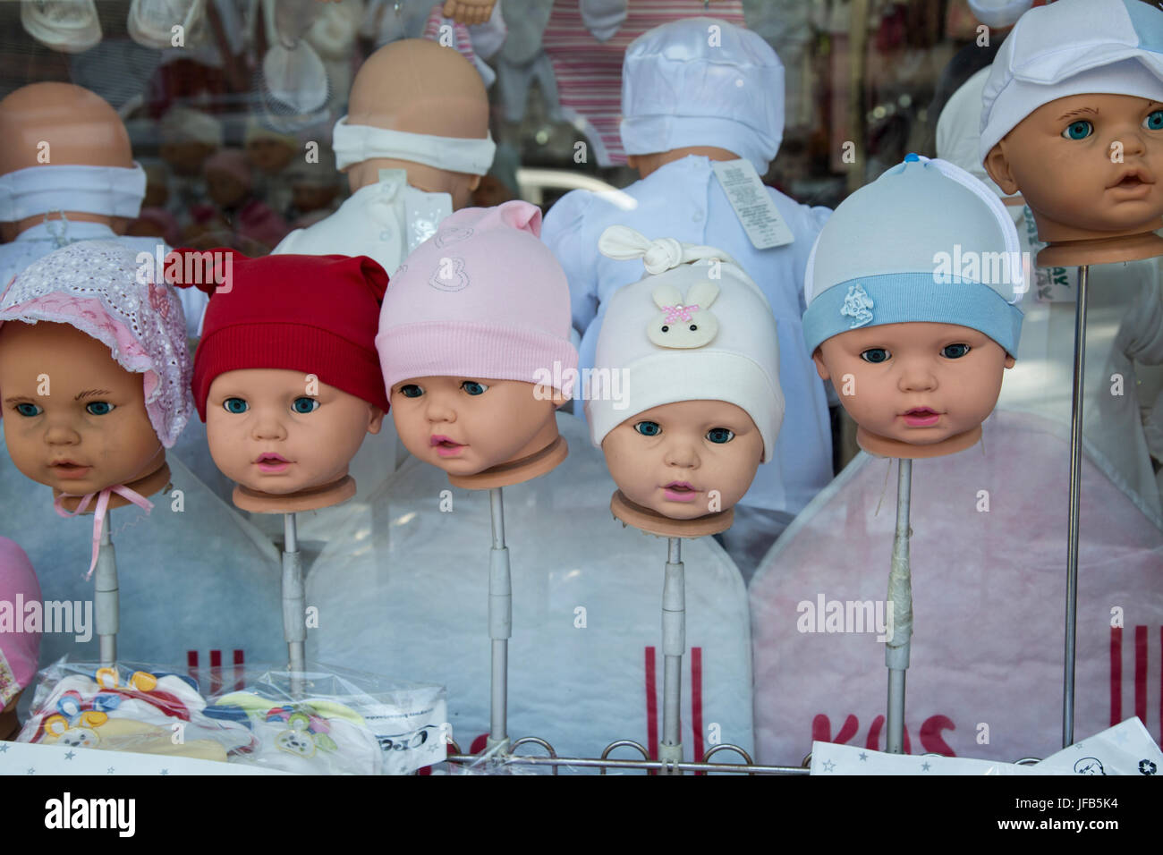 Puppenköpfe, Markt Istanbul, Türkei Stockfoto