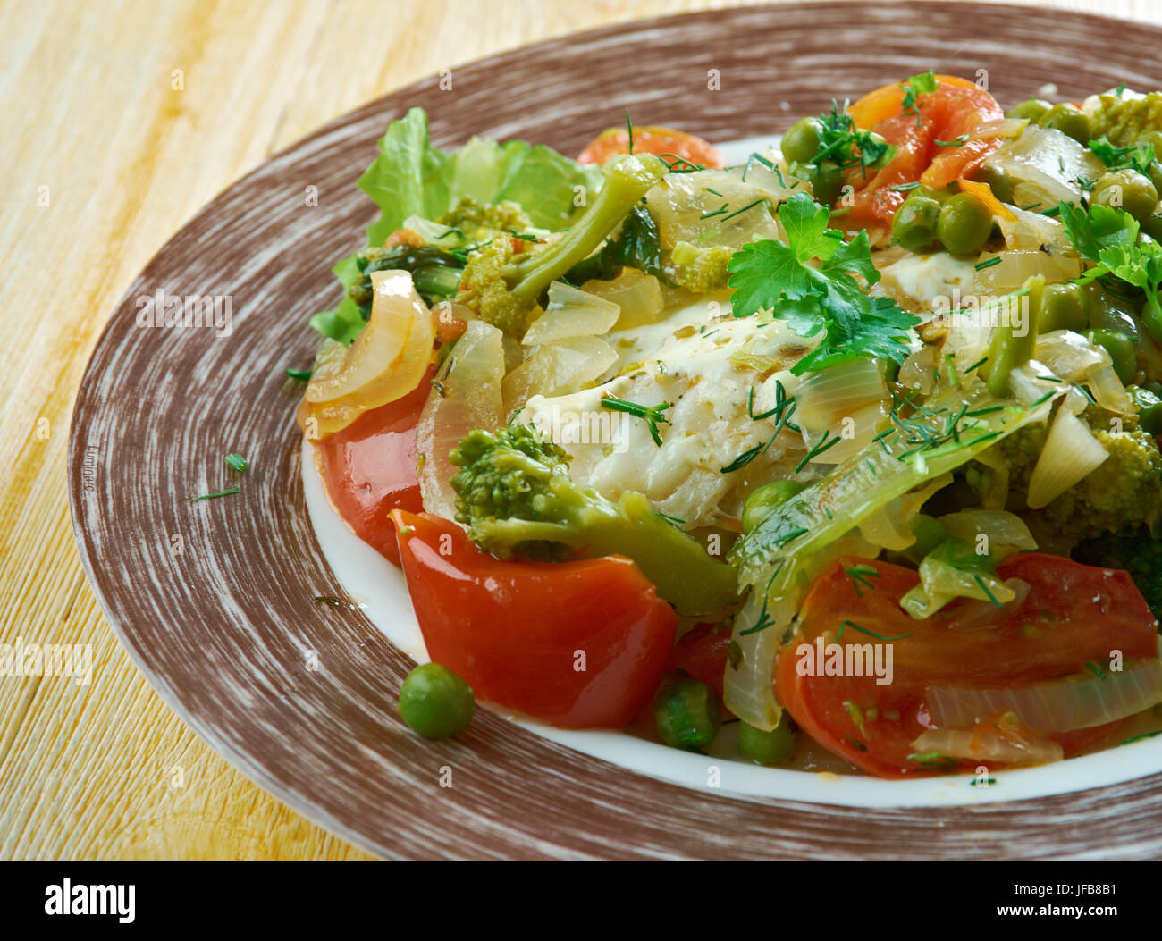 Gebackener Kabeljau provenzalischen Stockfoto