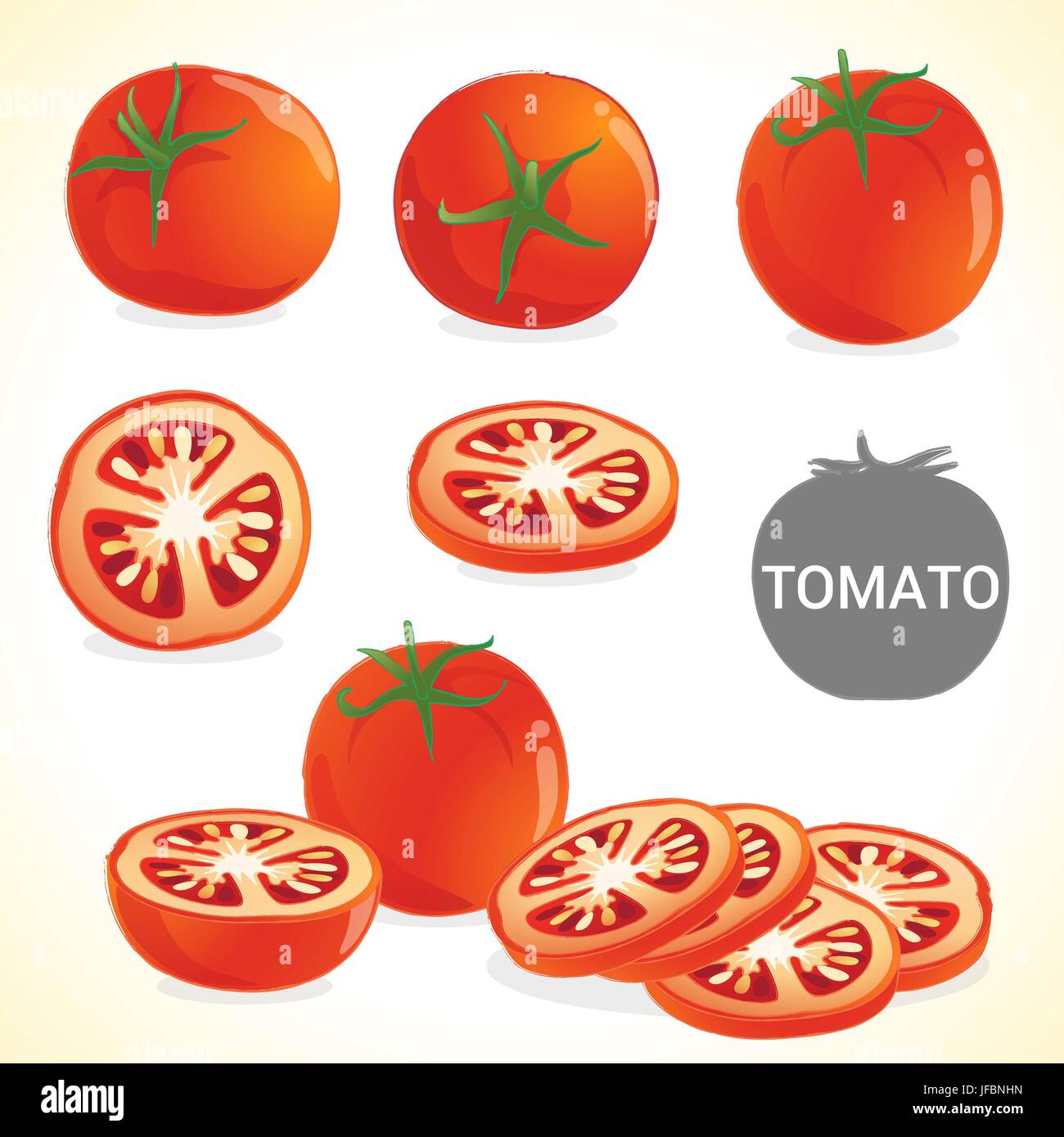 Fruit201508 Set der Tomate in verschiedenen Stilen-Vektor-format2 Stock Vektor