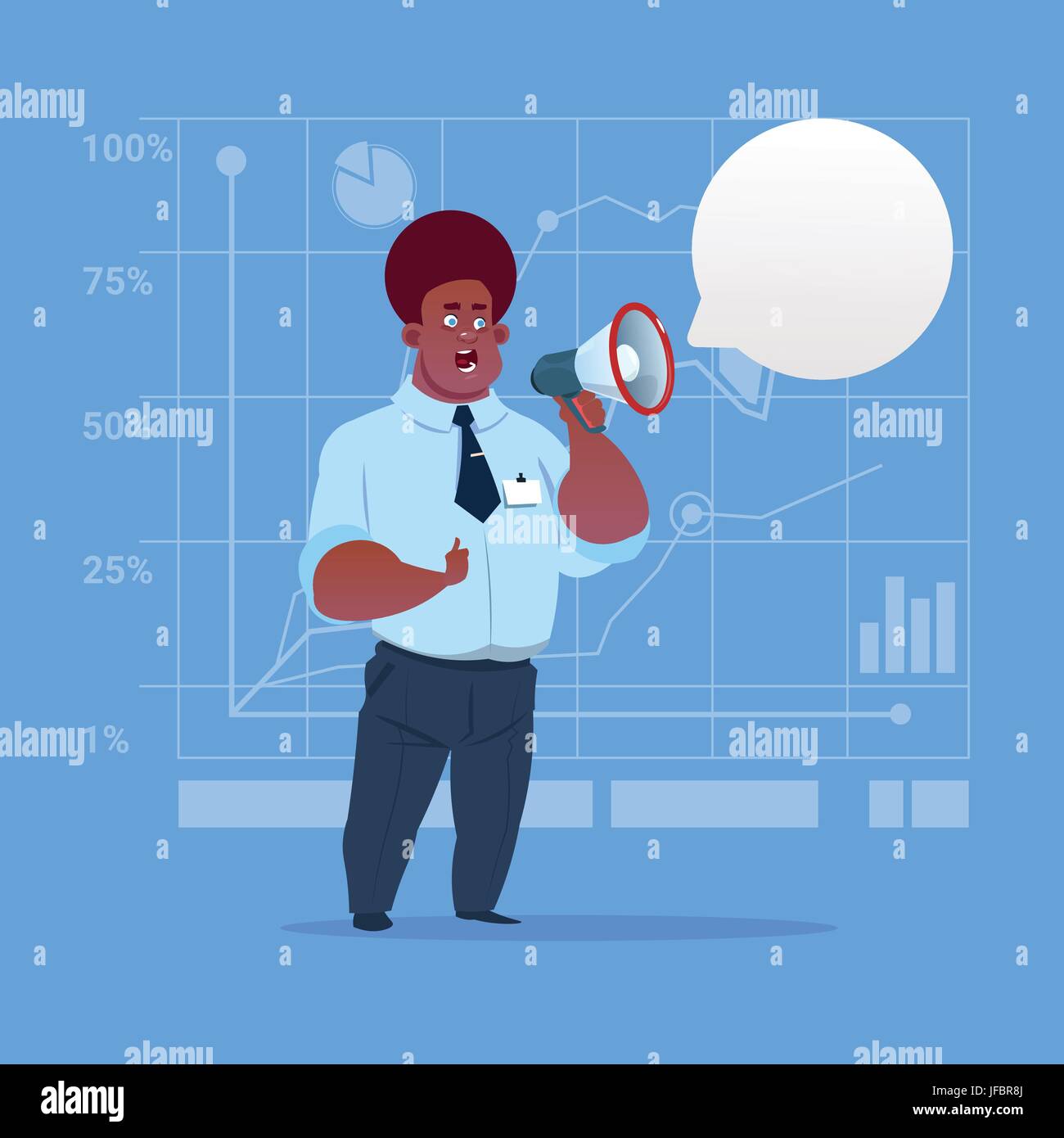 Afrikanische amerikanische Geschäftsmann halten Megaphon Lautsprecher digitales Marketingkonzept Stock Vektor